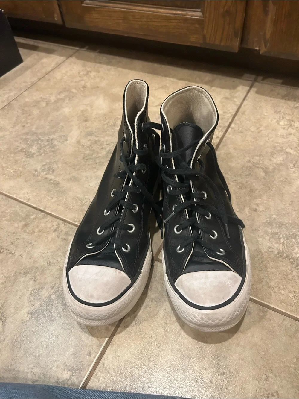 Converse Black High-Top Leather Sneakers with White Soles